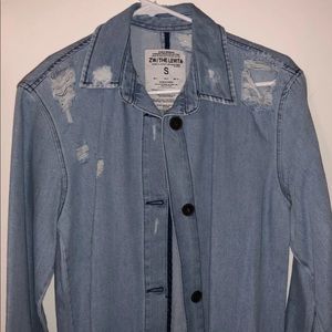 Long jean jacket from Zara